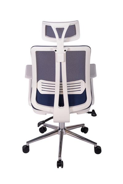 Ofisbazaar UP Beyaz Fileli Yönetici Koltuğu | Ergonomik Başlıklı Ofis Koltuğu Lacivert