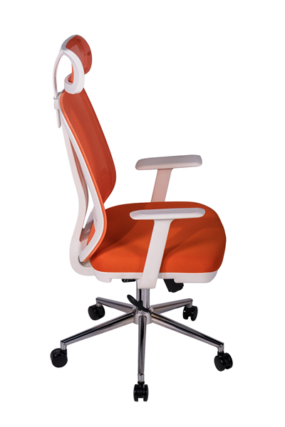 Ofisbazaar UP Beyaz Fileli Yönetici Koltuğu | Ergonomik Başlıklı Ofis Koltuğu Turuncu