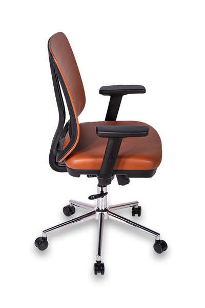 Ofisbazaar UP Deri Çalışma Koltuğu | Ergonomik Şef ve Toplantı Koltuğu Martin09 Kahverengi Deri