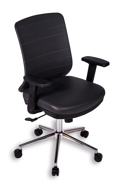 Ofisbazaar UP Deri Çalışma Koltuğu | Ergonomik Şef ve Toplantı Koltuğu Martin 06- Gri Deri