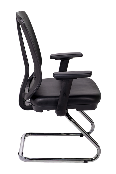 Ofisbazaar UP Deri Misafir Koltuğu | Ergonomik Toplantı ve Bekleme Koltuğu Martin 01- Siyah Deri