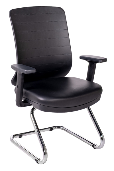 Ofisbazaar UP Deri Misafir Koltuğu | Ergonomik Toplantı ve Bekleme Koltuğu Martin 01- Siyah Deri