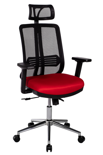 Ofisbazaar UP Fileli Yönetici Koltuğu | Ayarlanabilir Başlıklı Ofis Koltuğu Siyah Fileli/ Kırmızı 