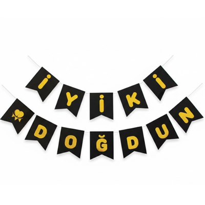 Siyah Zemin Gold Varaklı İyi Ki Doğdun Banner