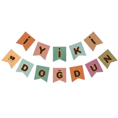 Retro Renkli Varak Baskılı İyi Ki Doğdun Banner