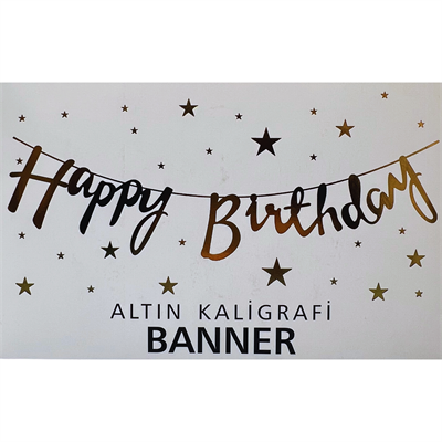 Gold Happy Birthday Kaligrafi Banner