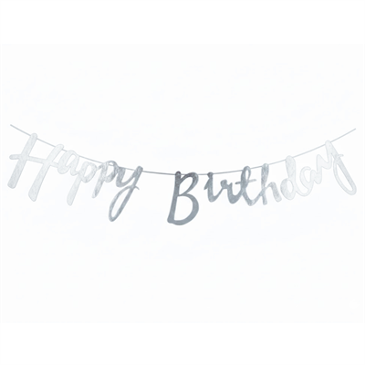 Gümüş Happy Birthday Kaligrafi Banner