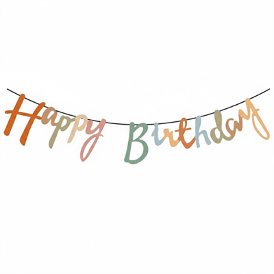 Retro Happy Birthday Kaligrafi Banner