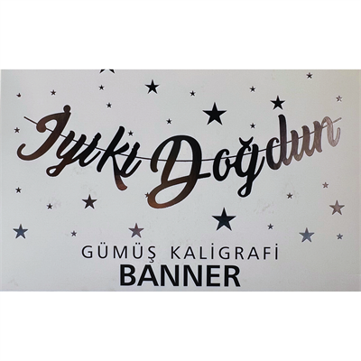 Gümüş İyi Ki Doğdun Kaligrafi Banner
