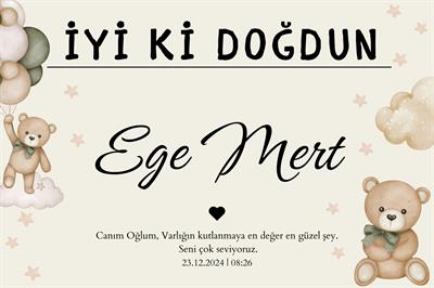 Kişiselleştirilebilir Ayıcık Figürlü Doğum Günü Duvar Örtüsü 