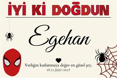 Kişiselleştirilebilir Örümcek Figürlü Doğum Günü Duvar Örtüsü