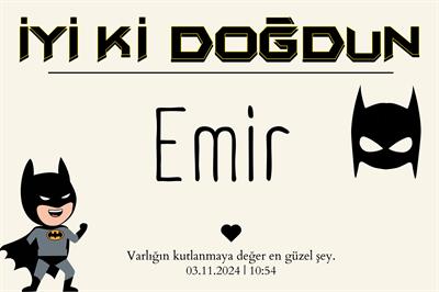 Kişiselleştirilebilir Yarasa Figürlü Doğum Günü Duvar Örtüsü