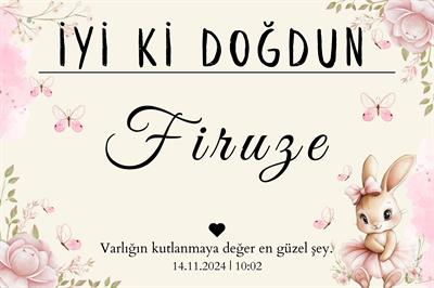 Kişiselleştirilebilir Tavşan Figürlü Doğum Günü Duvar Örtüsü