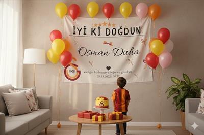 Kişiselleştirilebilir Galatasaray Temalı Doğum Günü Duvar Örtüsü