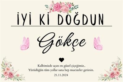 Kişiselleştirilebilir Kelebek Figürlü Doğum Günü Duvar Örtüsü