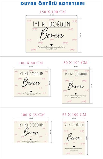 Kişiselleştirilebilir Kurdele Detaylı Doğum Günü Duvar Örtüsü
