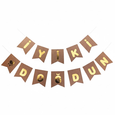 Kraft Zemin Gold Varaklı İyi Ki Doğdun Banner