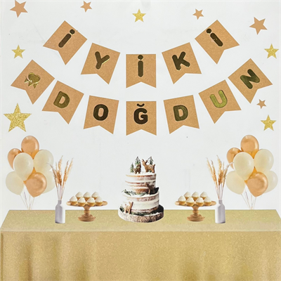 Kraft Zemin Gold Varaklı İyi Ki Doğdun Banner