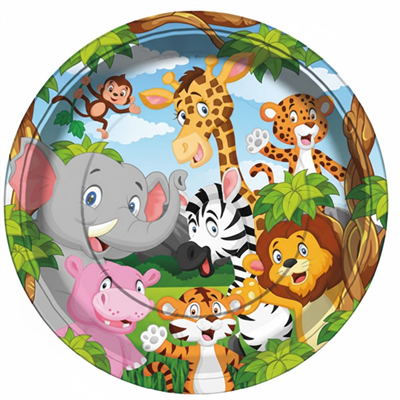 Lisanslı Safari Karton Parti Tabağı (23 cm – 8'li Paket)