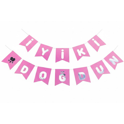 Pembe Zemin Gümüş Varaklı İyi Ki Doğdun Banner