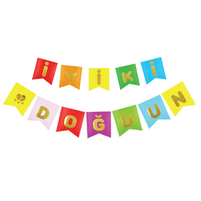 Renkli Zemin Gold Varaklı İyi Ki Doğdun Banner
