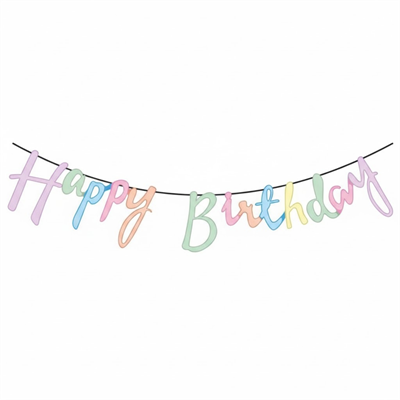 Makaron Happy Birthday Kaligrafi Banner