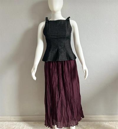 Omuz Fiyonk Detay Denim Bluz (yandan fermuarlı esnek)