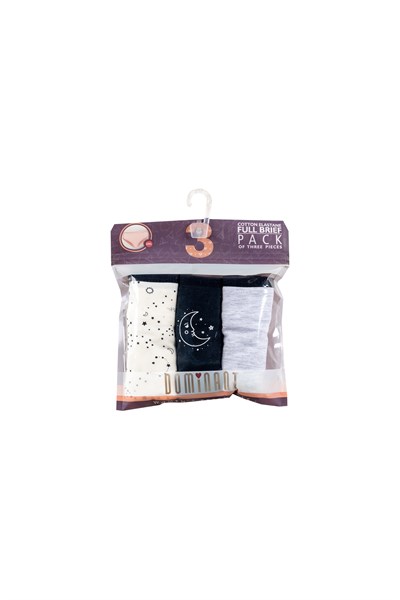 KADIN ÇAMAŞIR - Pamuklu Renkli Yanı Geniş  BATU 3lü Paket