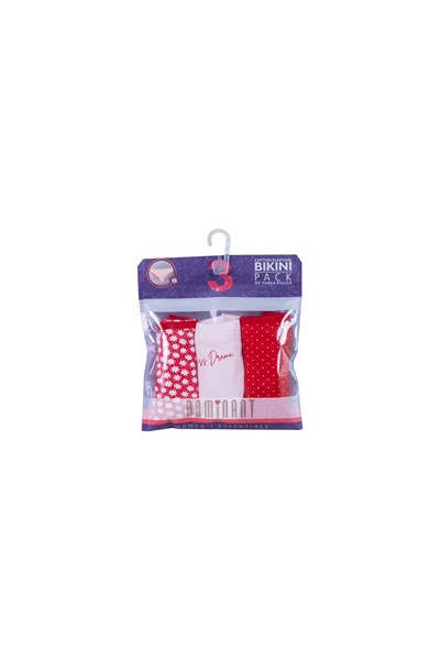 KADIN ÇAMAŞIR - Pamuklu Renkli Normal Bel  BİKİNİ 3lü Paket
