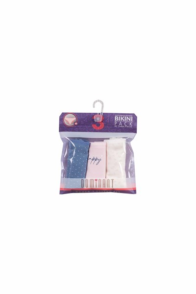 KADIN ÇAMAŞIR - Pamuklu Renkli Normal Bel  BİKİNİ 3lü Paket