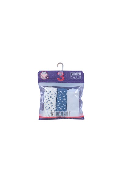 KADIN ÇAMAŞIR - Pamuklu Renkli Normal Bel  BİKİNİ 3lü Paket
