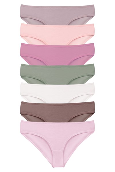 KADIN ÇAMAŞIR - Pamuklu Renkli Normal Bel BIKINI 7li Paket