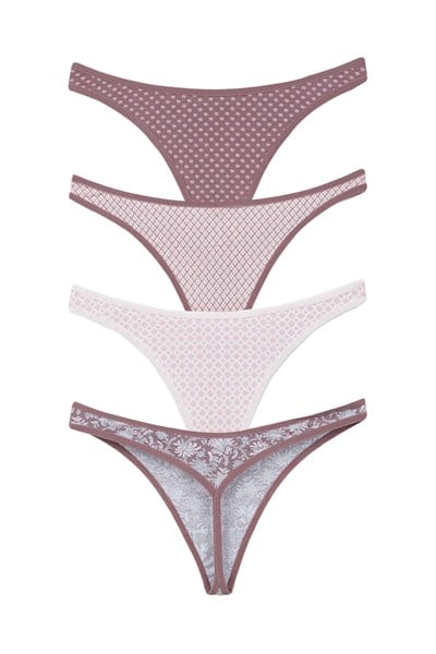 KADIN ÇAMAŞIR - Pamuklu Renkli  Normal Bel TANGA 10lu Paket