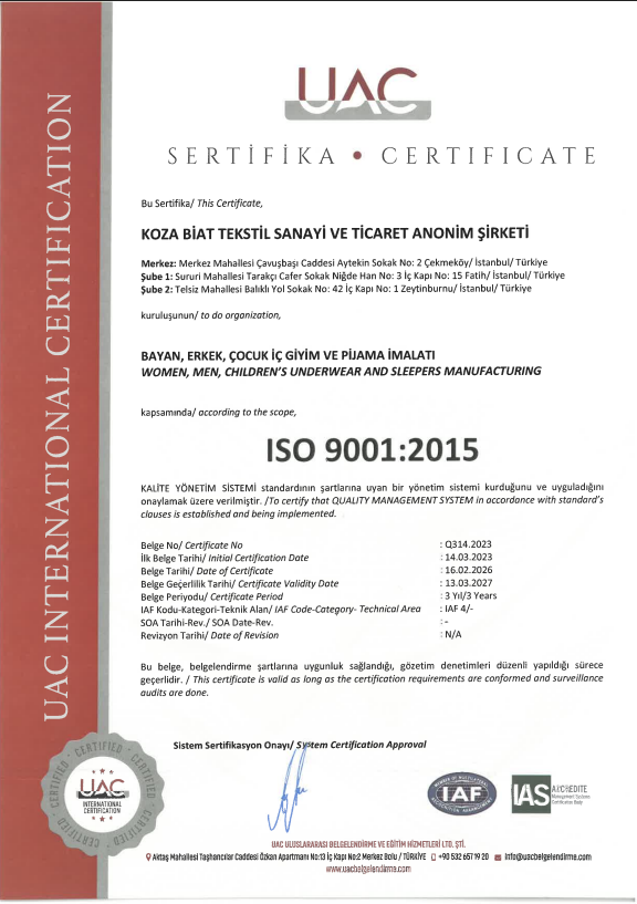 ISO 9001 Certificate