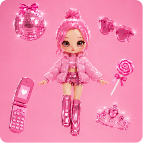 Pembe temalı ürün kolajı