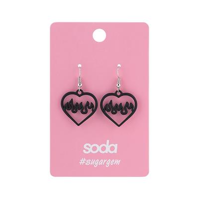 Earrings HEART IN FIRE BLACK  sugargem