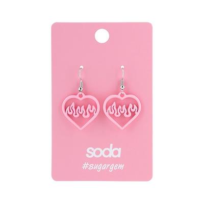 Earrings HEART IN FIRE PINK  sugargem