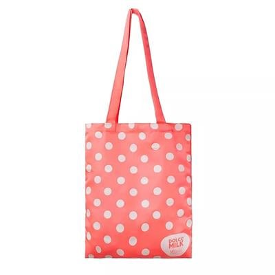 Fabric bag DM size 40x35 cm, pink  Polka Dots