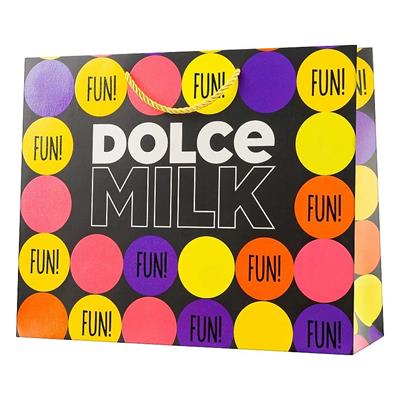 Gift bag 27 DOLCE MILK, 32*26*10 cm  Polka Dots  yellow-lilac