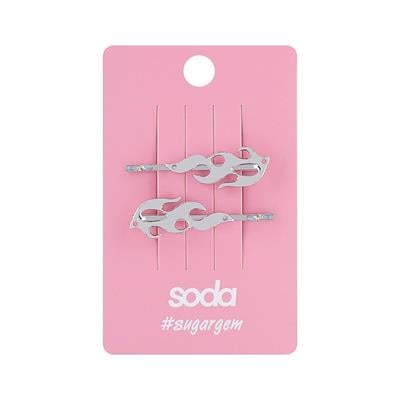 Hairpins-invisible for hair FIRE SILVER 2 pcs  sugargem