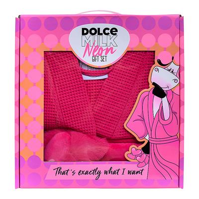 Set 230 (pink neon slippers + robe) box