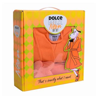 Set 232 (Slippers orange neon + robe) box