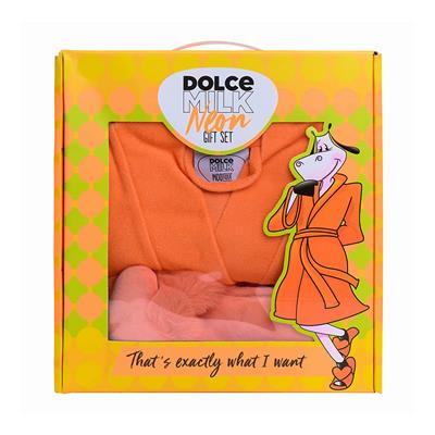 Set 232 (Slippers orange neon + robe) box