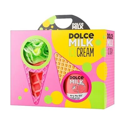 Set 257 (ice cream washcloth rose/green + g.d.d.earth.fl 300 ml)box