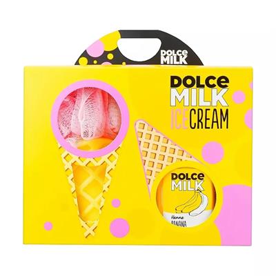 Set 258 (ice cream washcloth yellow/rose + g.d.d.banana fl 300 ml) box