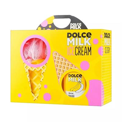 Set 258 (ice cream washcloth yellow/rose + g.d.d.banana fl 300 ml) box