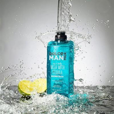 Shower gel 3 in 1  TEQUILA VILLA  turquoise bottle 460 ml MAN