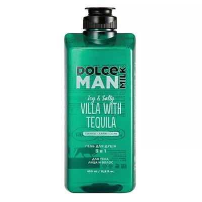 Shower gel 3 in 1  TEQUILA VILLA  turquoise bottle 460 ml MAN
