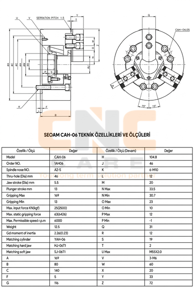 SEOAM 6 Inc Hidrolik CNC Torna Aynası (CAH 06N)