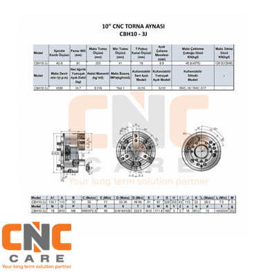 AUTOCLAWS  10 Inc 3 Ayak Geniş Merkezli CNC Torna Aynası (CBH10-3JA8)